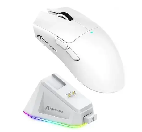 Миша ATTACK SHARK X11 Wireless Gaming Mouse with Charging Dock White, фото 2