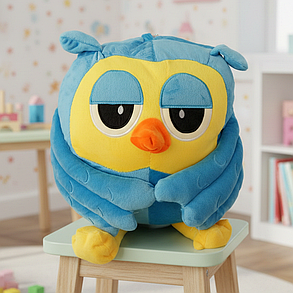 М'яка іграшка з пледом усередині Сова, синя, фото 1