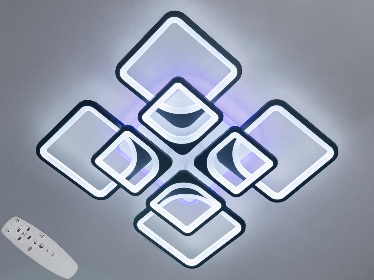 LED люстра в кухню з димером і кольоровою підсвіткою, 150 Вт, чорна, фото 1