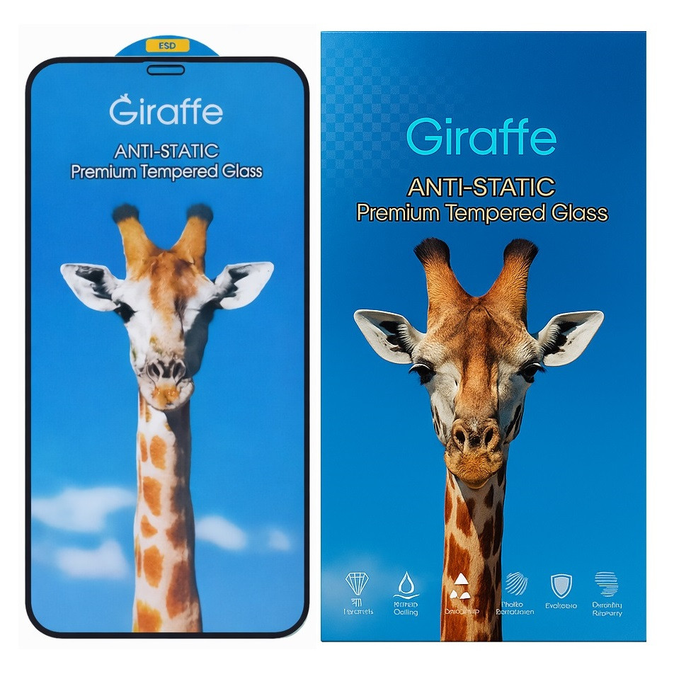 Захисне скло Giraffe для iPhone 11 Pro Max / XS Max, ESD Anti-Static, 9H, Full Glue, з чорною рамкою