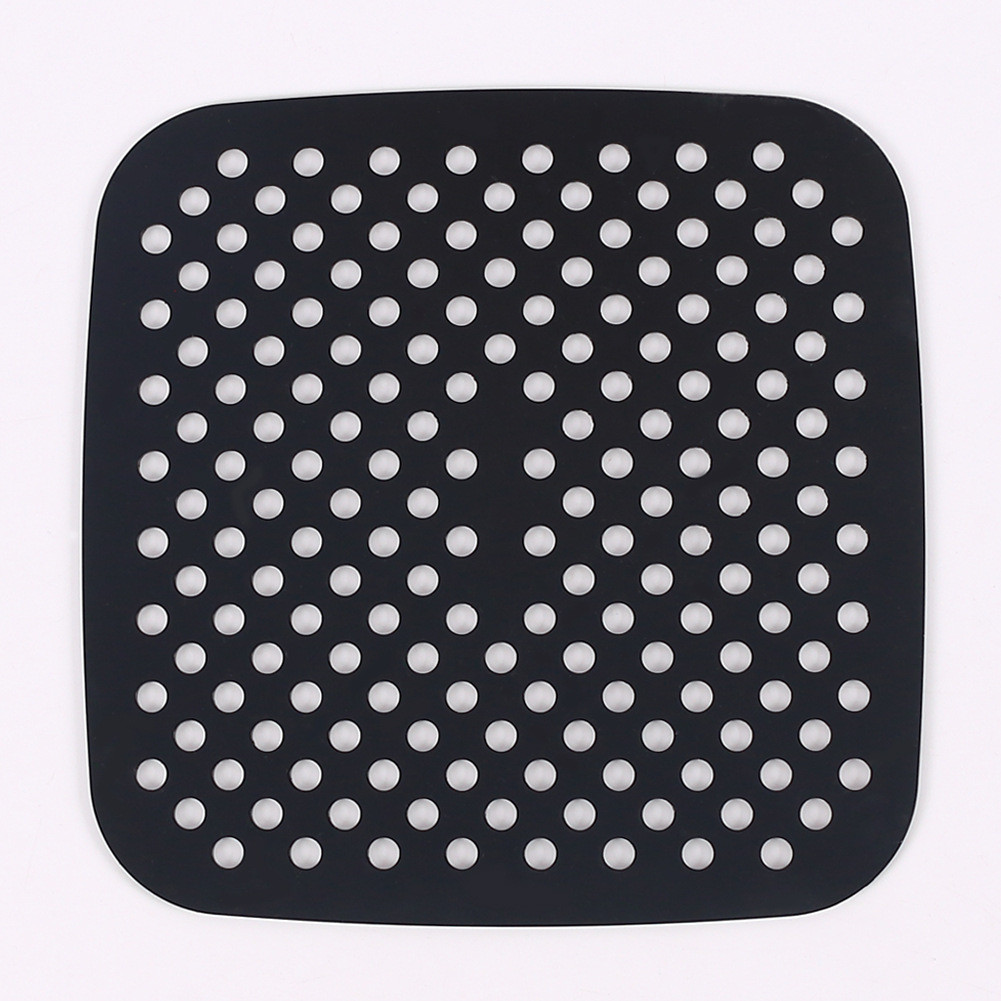 Силіконовий перфорований килимок для аерогриля і духовки 19 × 19 см багаторазовий чорний 29565, фото 1