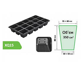 Касета для розсади «Голландський стандарт» 54 х 28 см 15 комірок XQ (150шт)