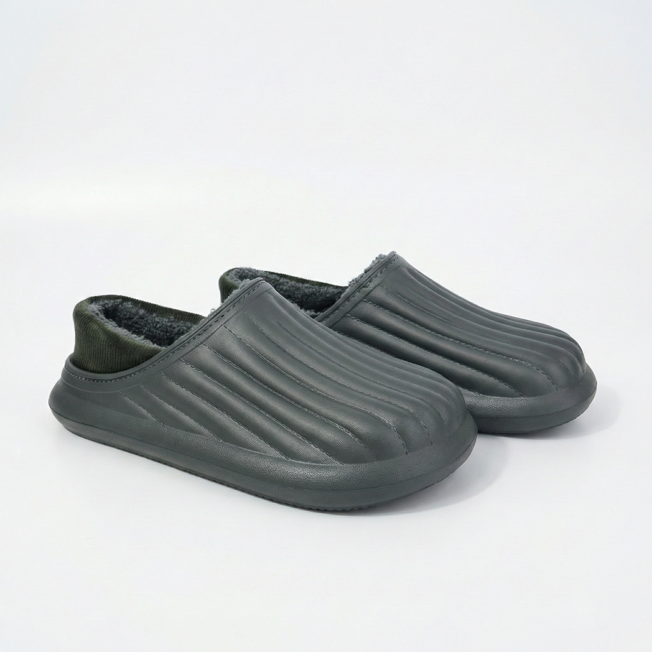 Чоловічі галоші піна ЕВА утеплені хутром 41-45 р, зимові сабо для приватного будинку та дачі, сірі, фото 1