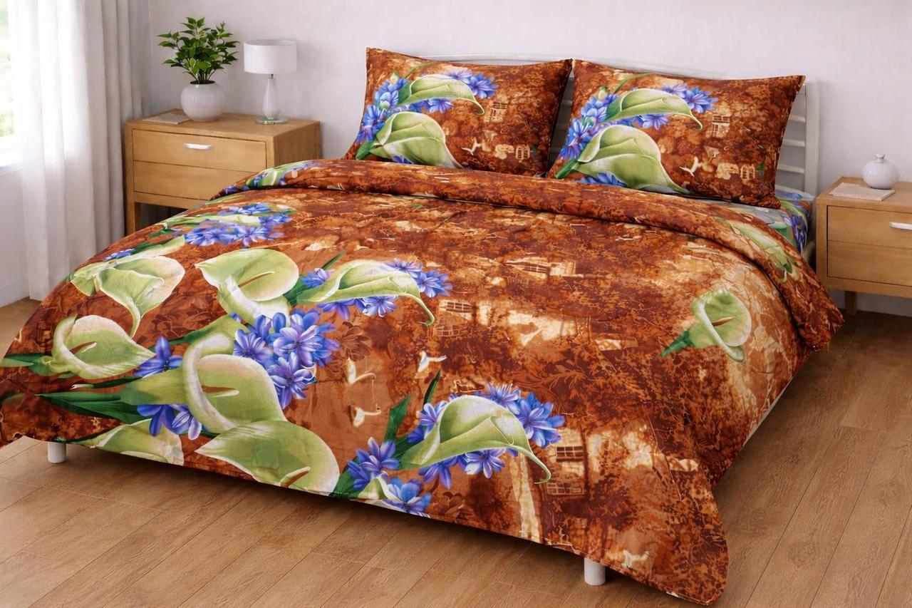 Євро комплект (Бязь) | Комплект постільної білизни "Кали" | Простирадло 230х210 см, фото 1