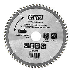 Диск пиляльний для дерева з твердосплавними напайками Ø200×32 (30;25.4)×60Т, 7000об/хв GRAD (1958275)