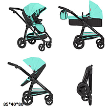 Коляска для ляльки 2в1 Carrello ULTRA (регульована ручка, сумка) 9696 GREEN Зелена, фото 4