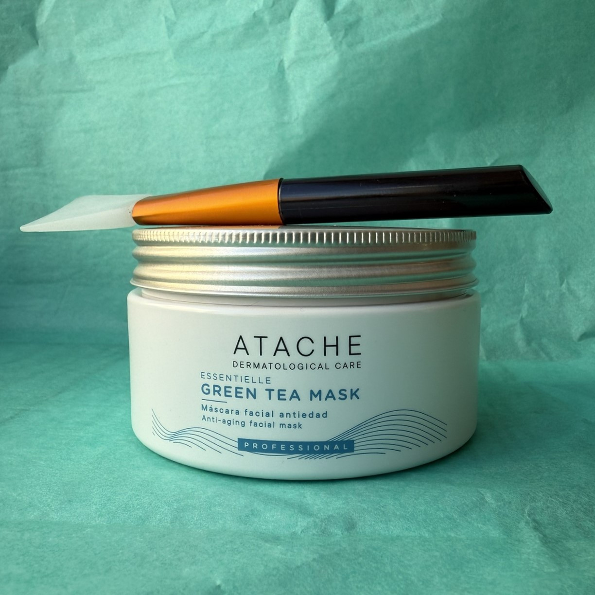 Маска для обличчя із зеленим чаєм ATACHE Essentielle Green Tea Mask 200 мл + Силіконовий пензлик для нанесення, фото 1