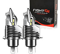 LED-лампи H4 100W 6500K 12000Lm з активним охолодженням IP68 ближнє й дальнє світло комплект 2 шт.