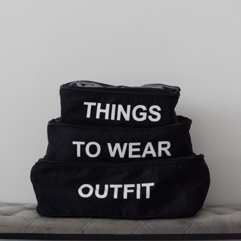 Набір для речей у валізу із 3 сумок (чорний), фото 1