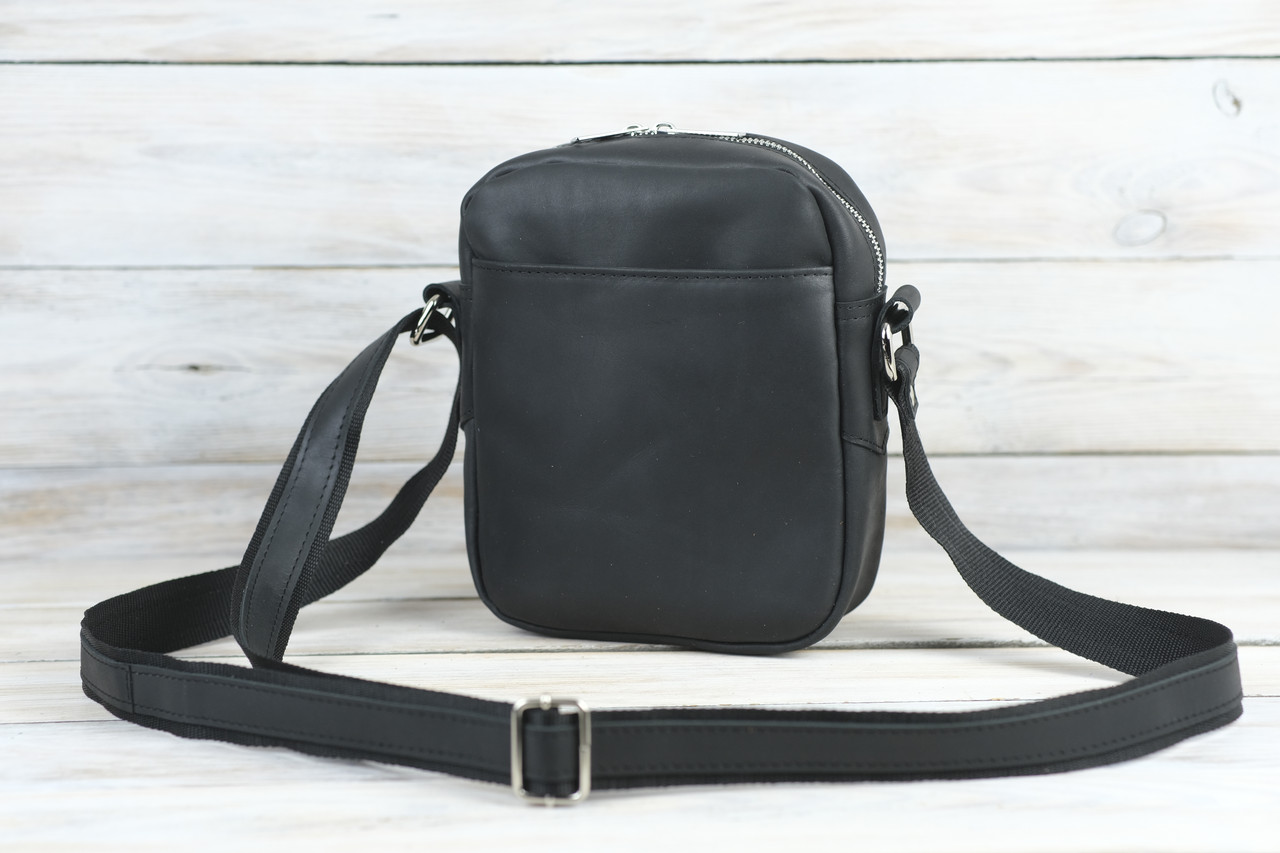 Чоловіча сумка Леон з натуральної шкіри колір Чорний