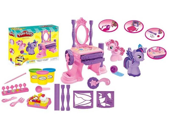 Тісто для ліплення 666-21 (48) 3 кольори тіста, молди, наліпки, екструдер, в коробці, фото 1