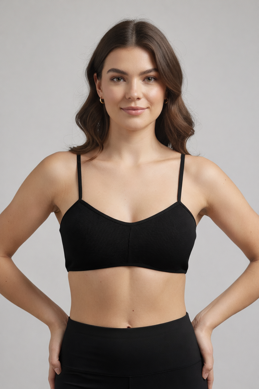 Топ рубчик на тонких бретелях