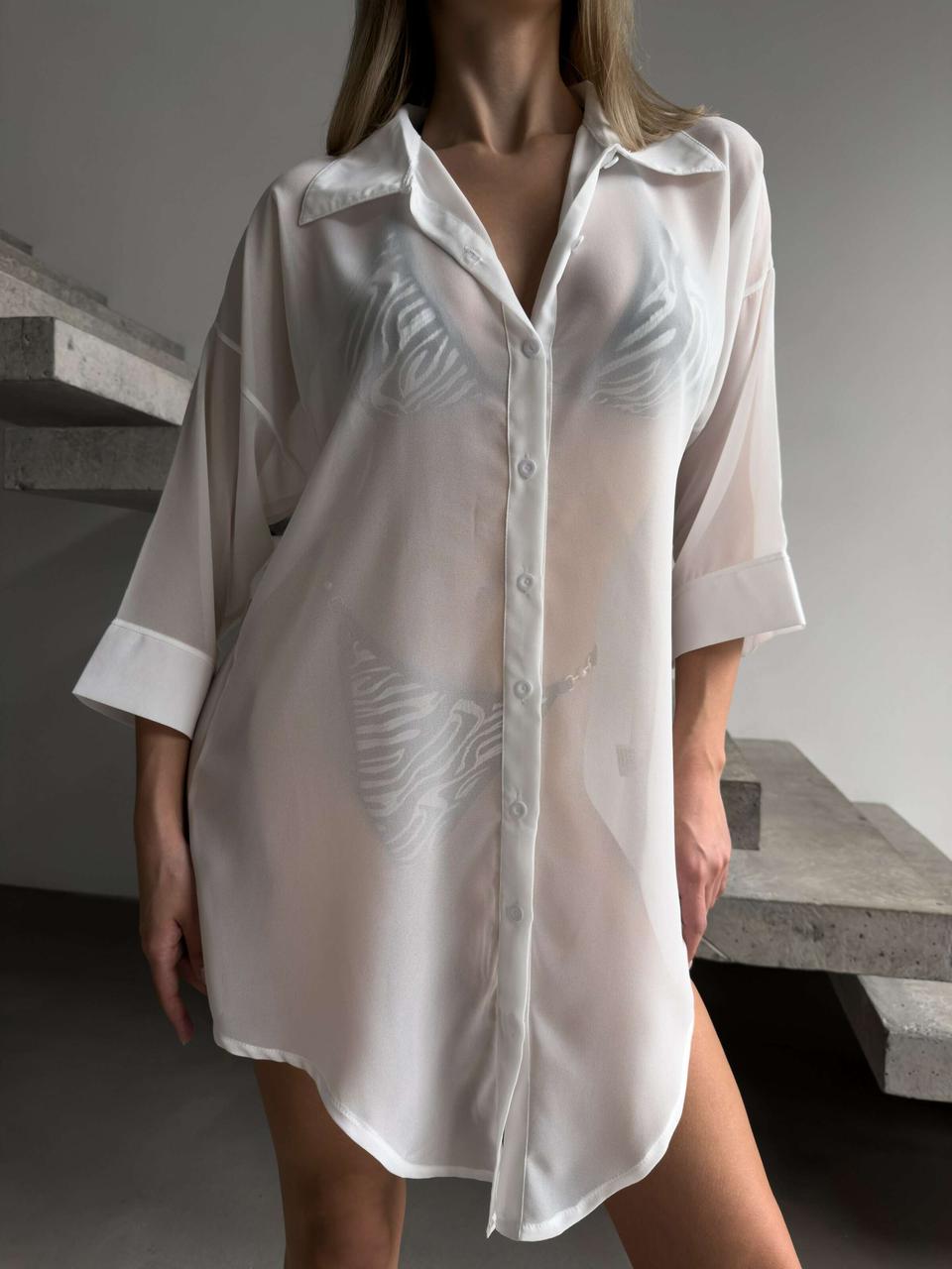 Напівпрозора рубашка на гудзиках, фото 1