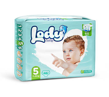 Підгузки дитячі Lody Baby Air junior 5 (11-25 кг) Jumbo 46 шт. одноразові для активних дітей