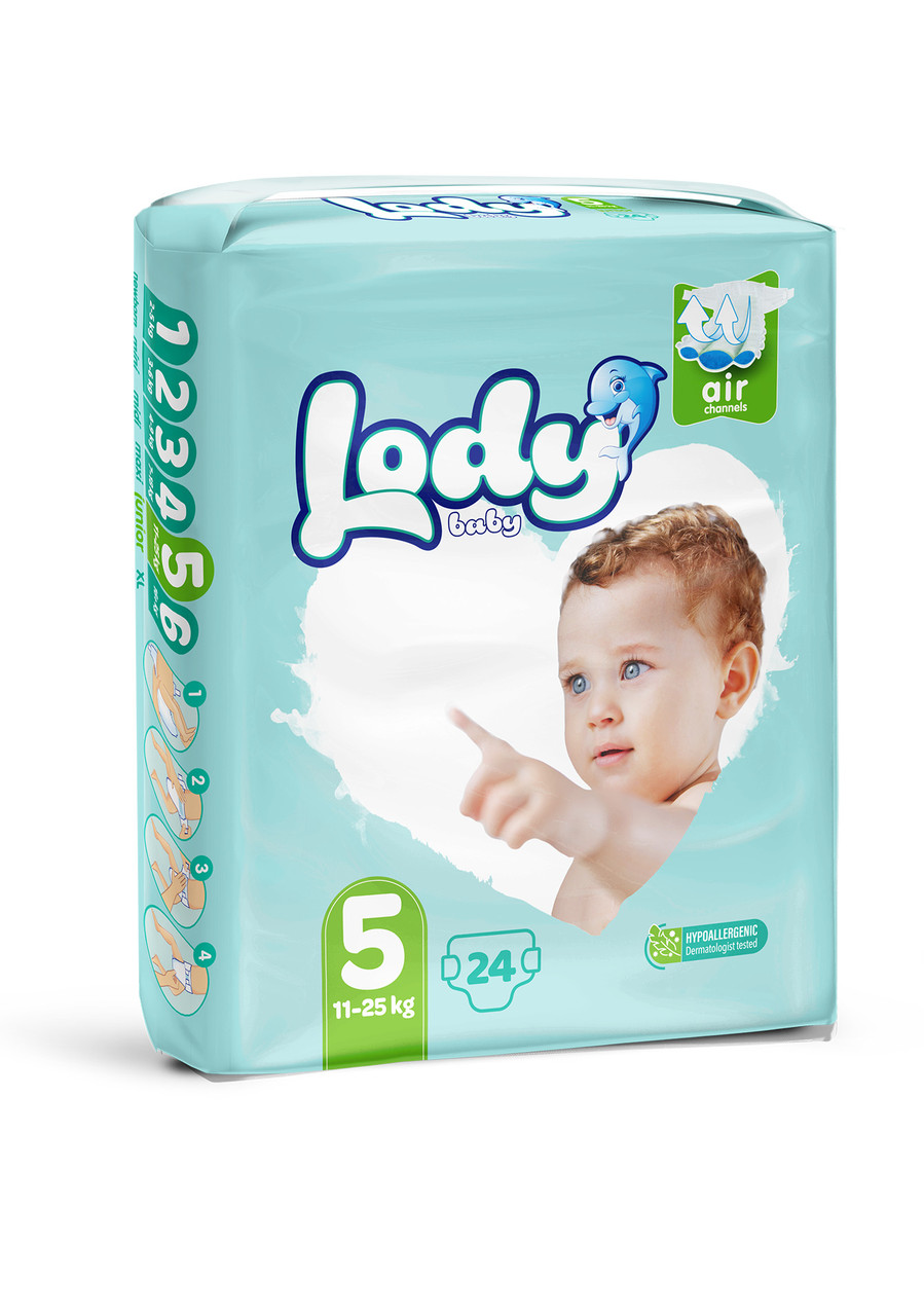 Підгузки дитячі Lody Baby Air junior 5 (11-25 кг) 24 шт. одноразові для активних дітей, фото 1