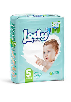 Підгузки дитячі Lody Baby Air junior 5 (11-25 кг) 24 шт. одноразові для активних дітей