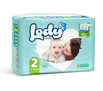 Підгузки дитячі Lody Baby Air mini 2 (3-6 кг) 38 шт. дихаючі натуральні