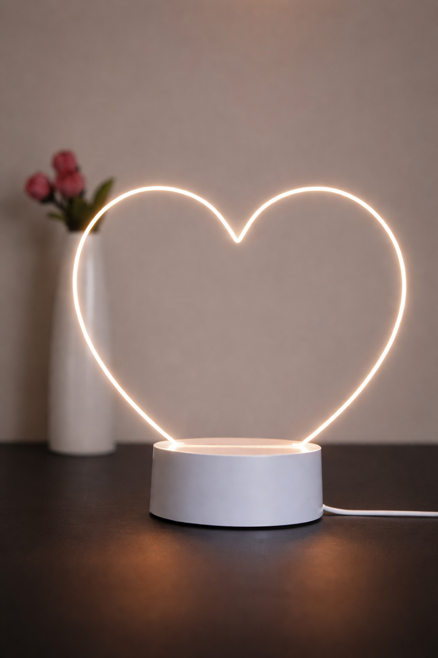 Постер з дизайном серце/круг, з пластиковою підставкою та підсвіткою на 7 кольорів, вбудованою Bluetooth-колонкою та акумулятором, фото 1