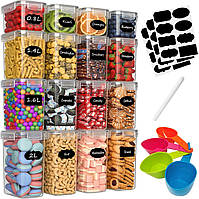 Withosent 16 шт. Герметичні контейнери для зберігання продуктів із пластиковими кришками для борошна, пластівців, пластівців