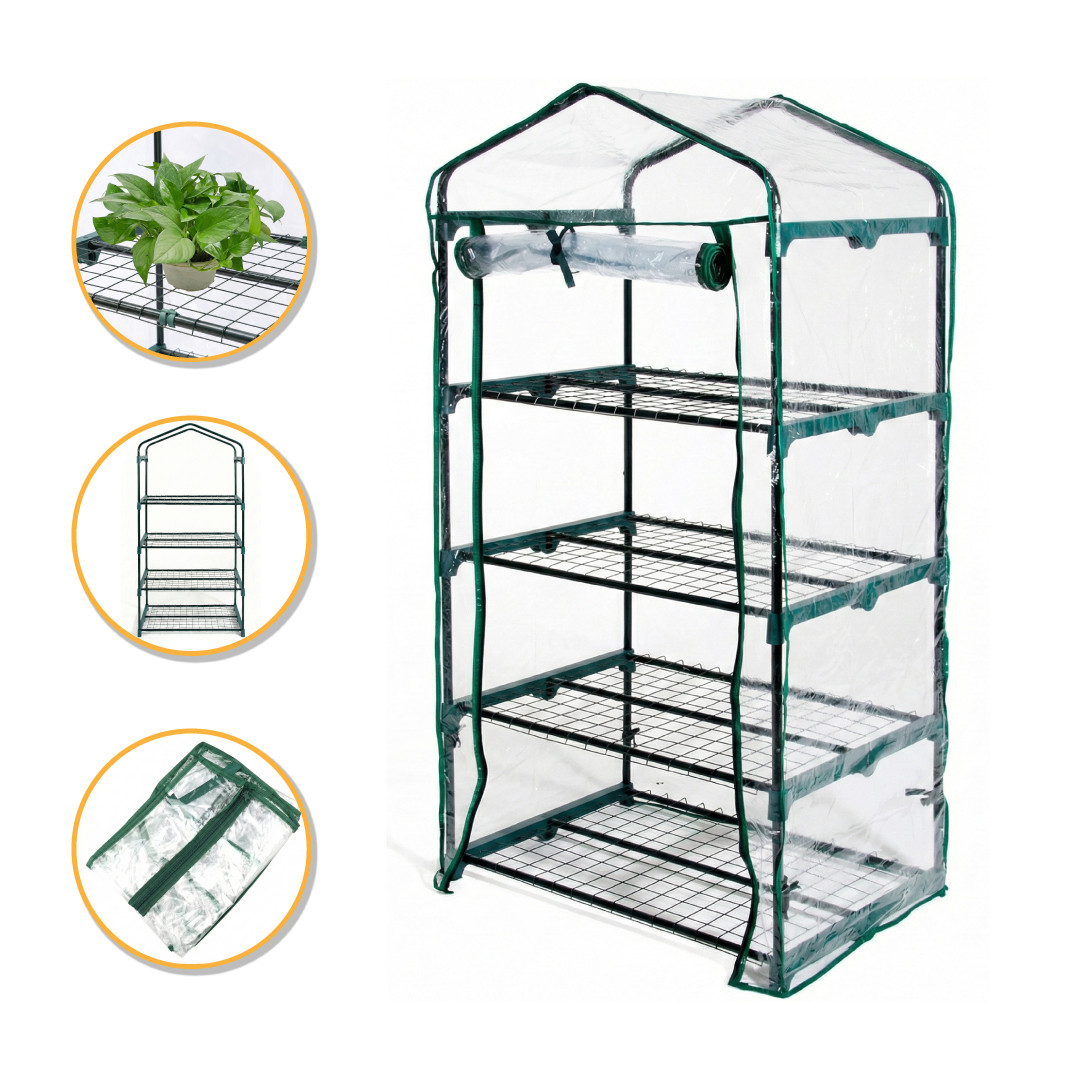 Стелаж-теплиця | 159×69×49 см | Білий | LEOBRO PREMIUM на 4 полиці