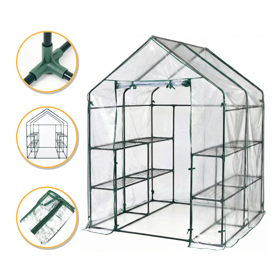 Стелаж-теплиця | 143×143×195 см | Білий | LEOBRO PREMIUM на 8 полиць