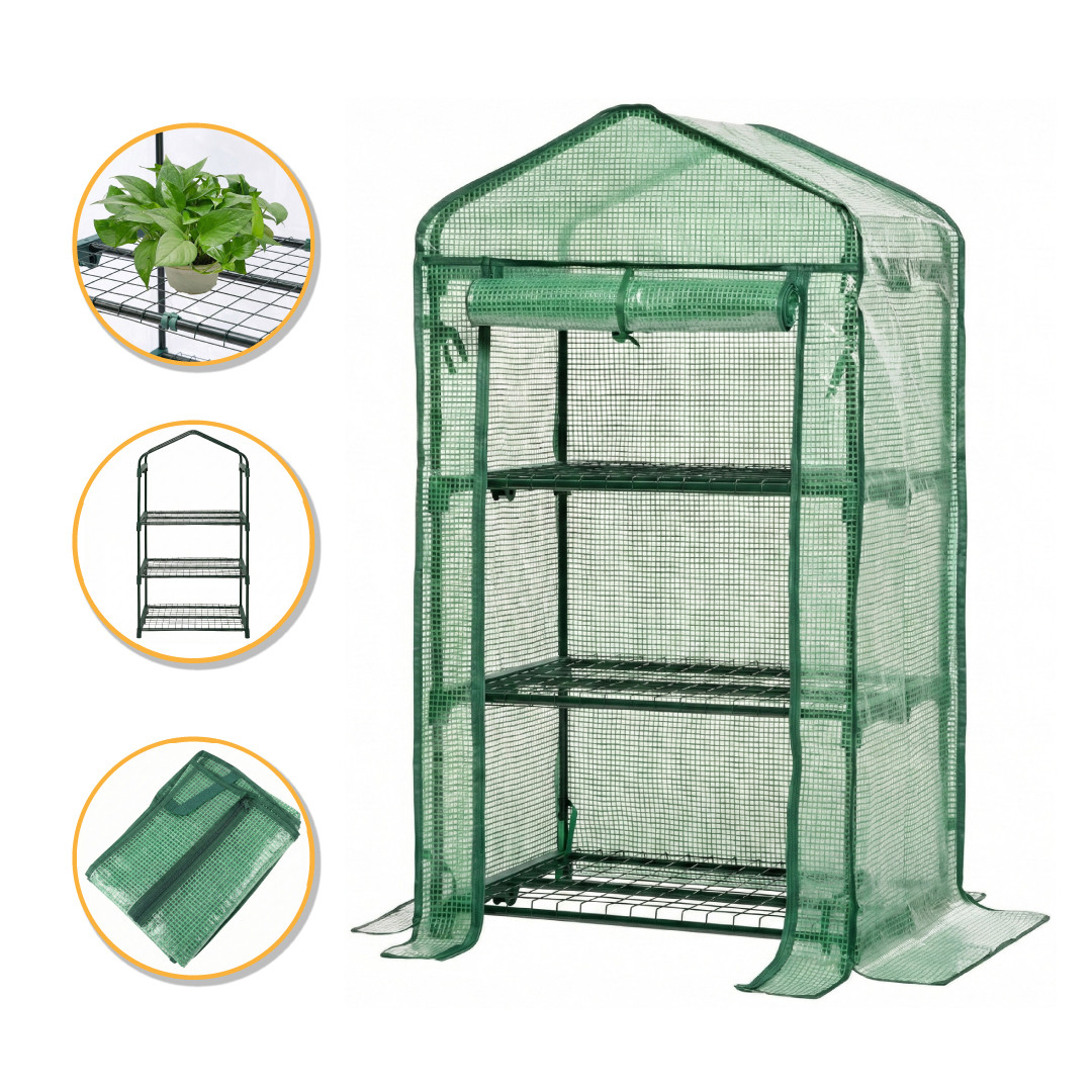 Стелаж-теплиця | 125×69×49 см | Зелений | LEOBRO PREMIUM на 3 полиці