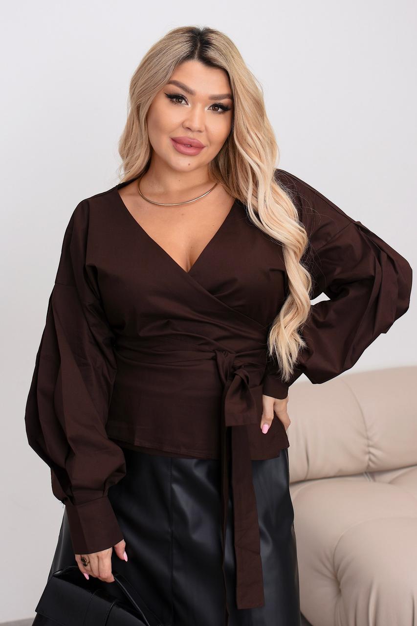 Блуза з пишними рукавами на запах 3697, фото 1