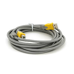 Кабель USB 2.0 V-Link AM / BM, 3.0m, 1 ферит, Grey / Yellow