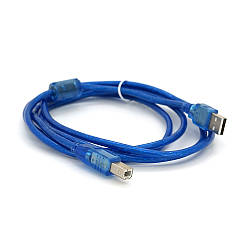 Кабель USB 2.0 RITAR AM/BM, 1.8m, 1 ферит, прозорий синій Q250