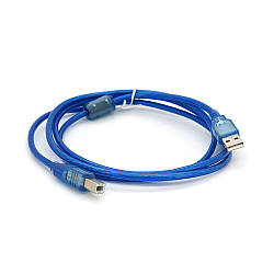 Кабель USB 2.0 RITAR AM / BM, 1.5m, 1 ферит, прозорий синій Q250