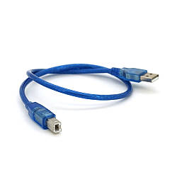 Кабель USB 2.0 RITAR AM / BM, 0.5m, прозорий синій