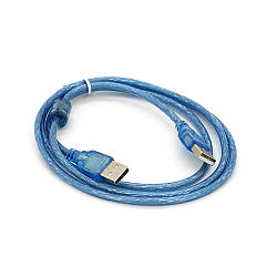 Кабель USB 2.0 RITAR AM / AM, 1.5m, 1 ферит, прозорий синій