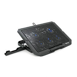 Підставка під ноутбук XSTRIKE XS-55, 10-17", 5*70мм 2200±10% RPM, корпус пластик+алюміній, 2xUSB 2.0, 356x259x28mm, RGB, Box Q20