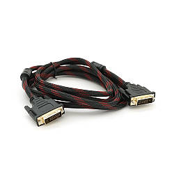 Кабель Merlion Dvi-Dvi 3.0m, 2 ФЕРИТ, обплетення, Black / Red, 24 / 24pin, (Пакет) Q100