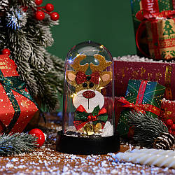 Лось у колбі з Led підсвічуванням, 16х10х18,5см, живлення від 3*LR1130