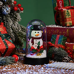 Сніговик у колбі з Led підсвічуванням, 16х10х18,5см, живлення від 3*LR1130