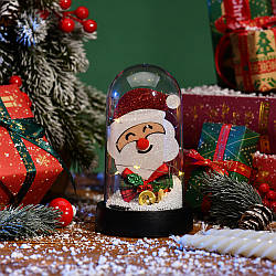 Дід мороз у колбі з Led підсвічуванням, 16х10х18,5см, живлення від 3*LR1130