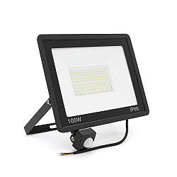 Прожектор LED з датчиком руху Ritar ZB-PGGY-100W, 100W, SMD2835, IP65, 8000Lm, 6500K (100%), Ra>70, 271*200*40mm, Black