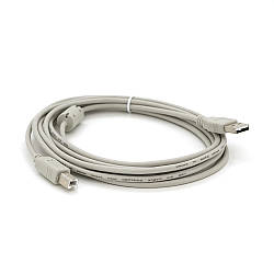 Кабель USB 2.0 AM/BM, 3.0m, 1 ферит, білий