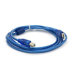 Кабель USB 2.0 RITAR AM / BM, 2.0m, 1 ферит, прозорий синій