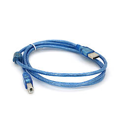 Кабель USB 2.0 AM / BM, 1.5m, 2 ферита, прозорий