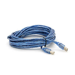 Кабель USB 2.0 RITAR AM/BM, 10m, 1 ферит, прозорий синій