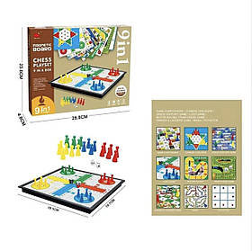 Настільна гра з магнітною дошкою 9 в 1 китайські шашки лудо змійки та дробинки та інші (2009H)
