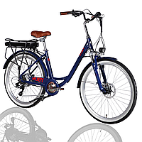 Велосипед з електроприводом 26" AL Dorozhnik eRUBY DD FR темно-синій рама-17" 500Вт 36B 15А*ч-55км запас ходу  з амортизаційною