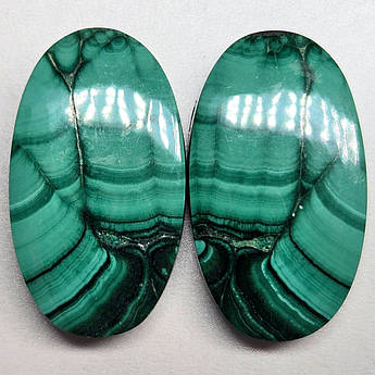 Малахіт – кабошони (пара) для створення ювелірних прикрас 40 ct