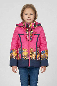 Куртка дитяча для дівчинки демісезонна малинового кольору з принтом р.122 208069M