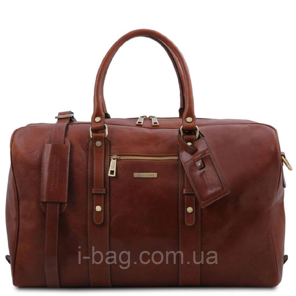 Дорожня сумка шкіряна з фронтальною кишенею TL Voyager Tuscany TL142140 (Коричневий), фото 1