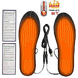 Устілки із підігрівом від USB розмір 35-46 від Power Bank термоустілки для взуття універсальні бездротові багаторазові від паверба, фото 7