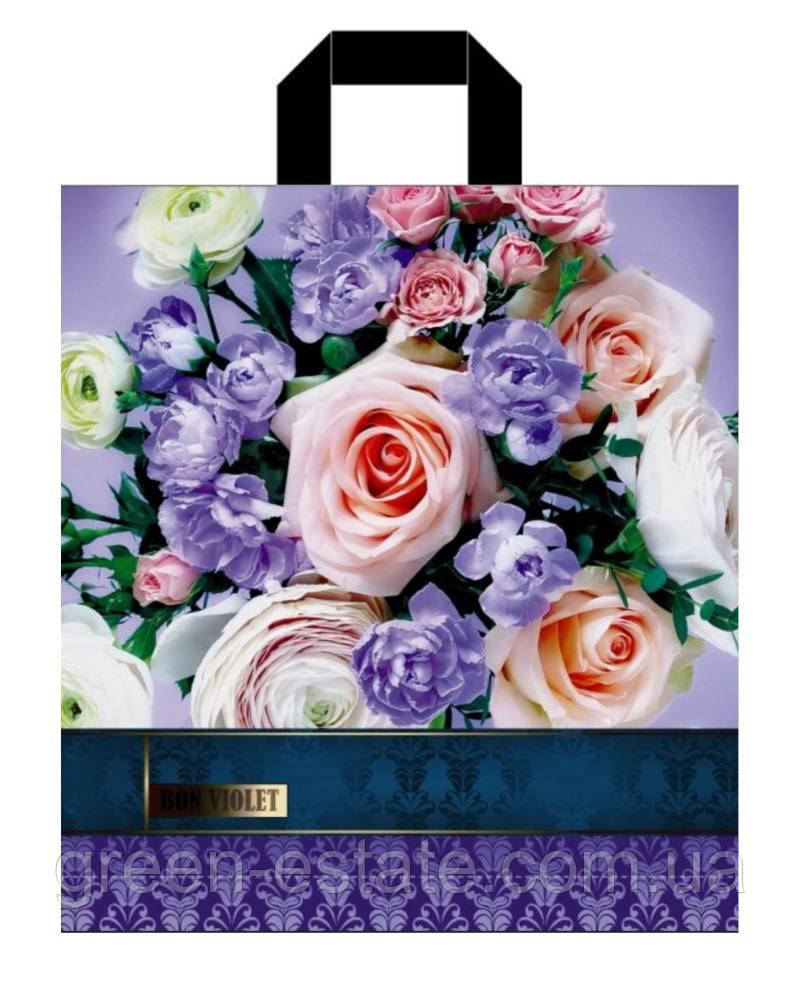 Пакет петля Квіти violet (38*42)(25уп)