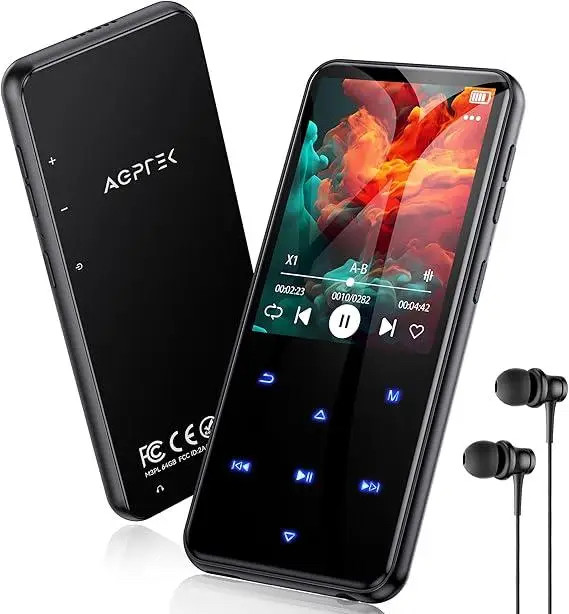 MP3-плеєр AGPTEK 64 ГБ, Bluetooth 5.3, TFT 2.4”, USB-C, підтримка FLAC, фото 1